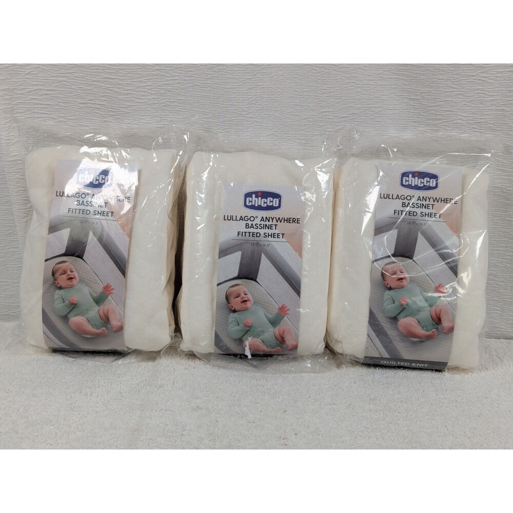Chicco Lullago Anywhere - Fitted Sheet - 28.5" x 15.5" - 3 Pack